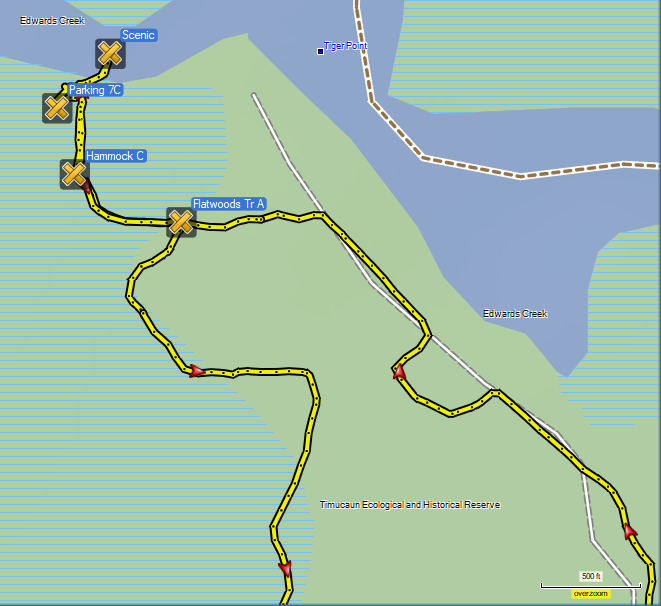 GPS track of the northern route of the Betz-Tiger Preserve trails.