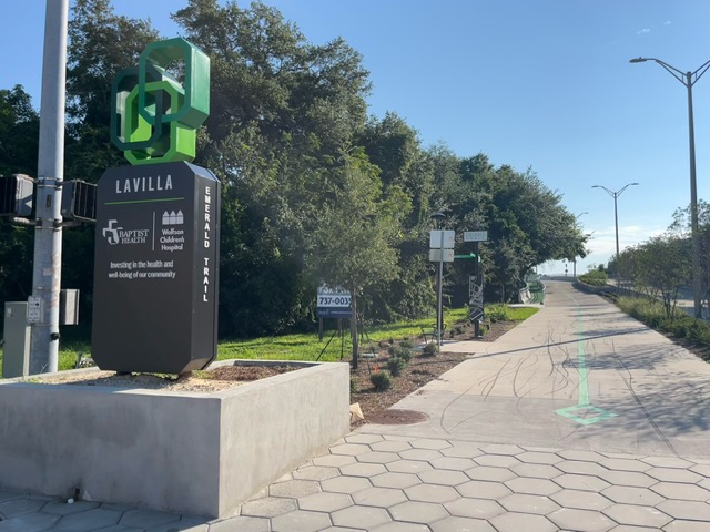 The southern terminus of the LaVilla link of the Emerald Trail in Jacksonville.