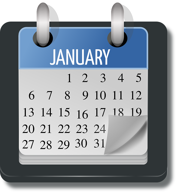 Image of a calendar with the month of January showing. The month starts on a Tuesday.