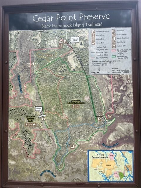 Map of the Cedar Point Preserve Black Hammock Island Trailhead